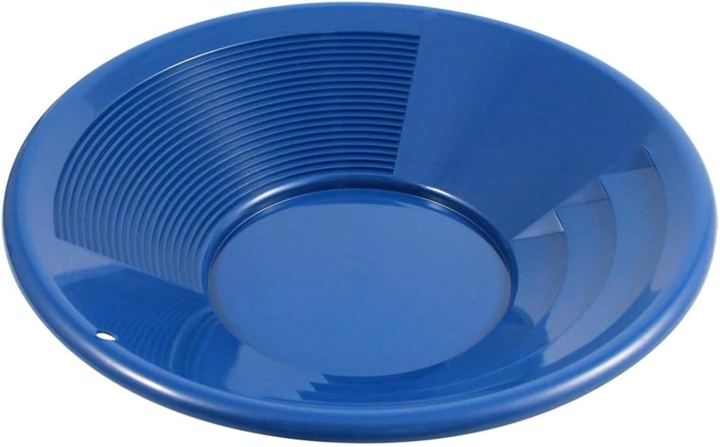 SE 14 Inch Gold Panning Pan - Dual Riffles for Easier Mining and Prospecting, Green