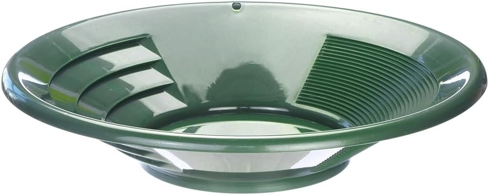 SE 14 Inch Gold Panning Pan - Dual Riffles for Easier Mining and Prospecting, Green