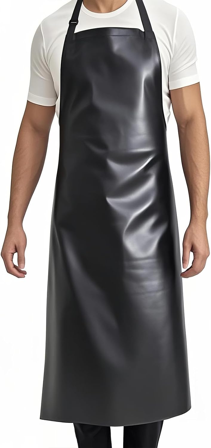 GoldPig Waterproof Apron, Chemical Resistant for Dishwashing | Rubber vinyl, adjustable apron, 40" extra long. Also great for grilling, lab, kitchen, butcher.