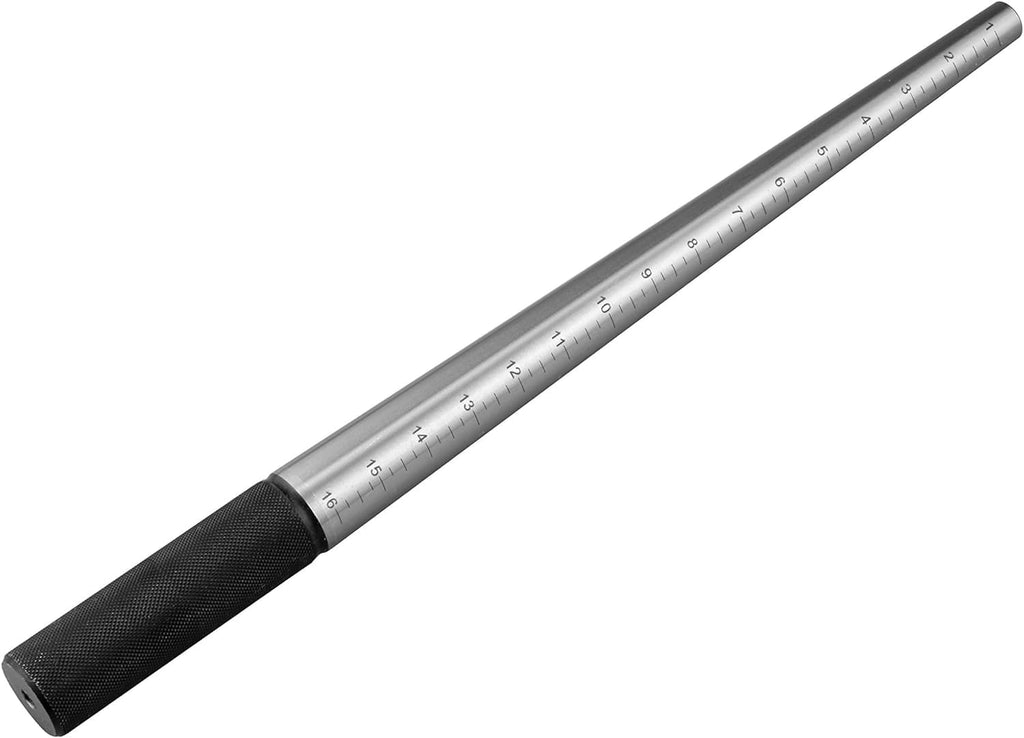 SE 13-Inch Polished Steel Ring Mandrel - Marked 1 to 16 US Sizes, Ungrooved, with Knurled Handle for Jewelry Making and Sizing - JT-SP2