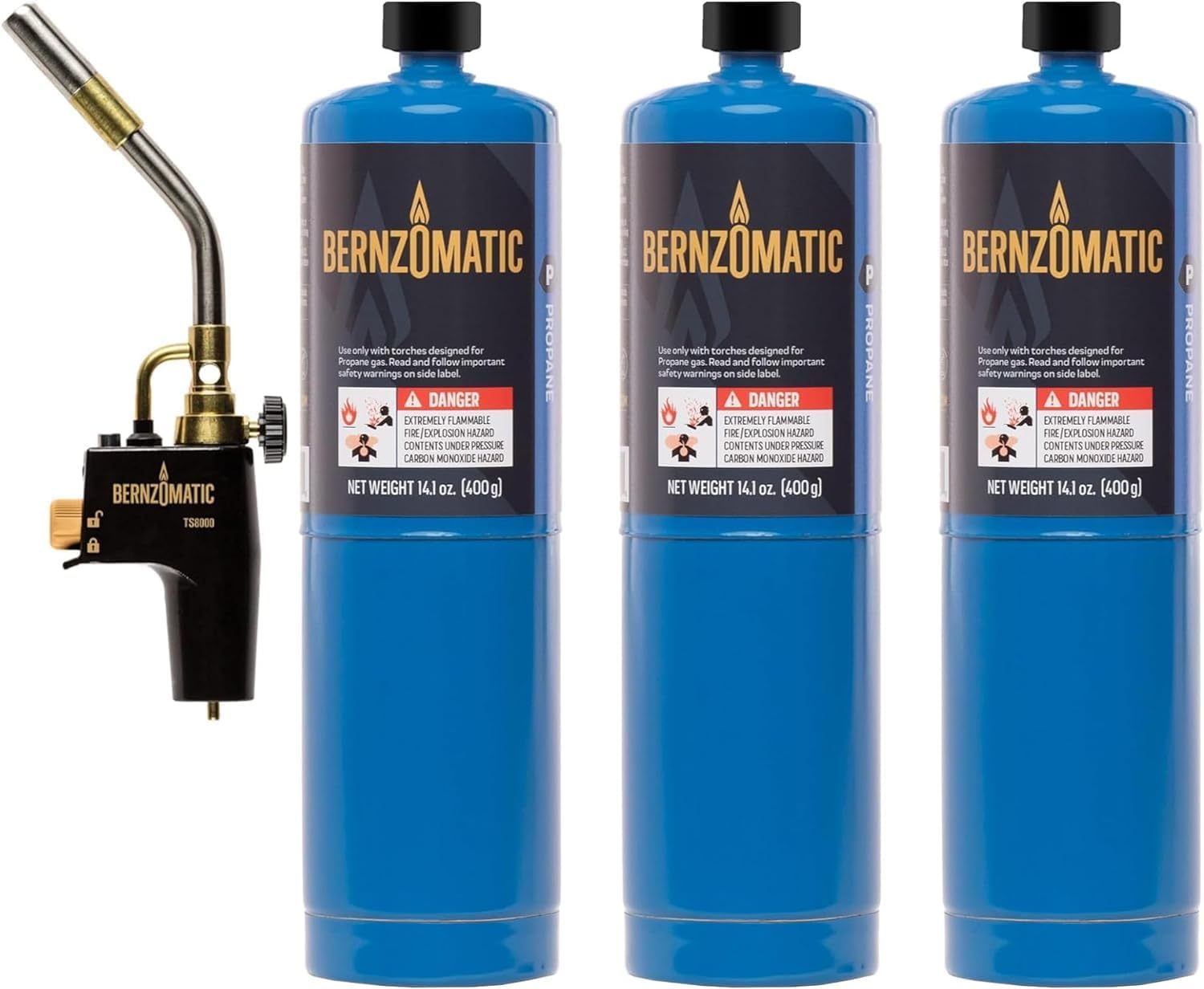 Bernzomatic Trigger Start Torch (TS 8000 Torch) | High Output Hand Torch for Weed Burner, Soldering, Brazing & Cooking | Fits Propane Tank | Heavy Duty Torch Head