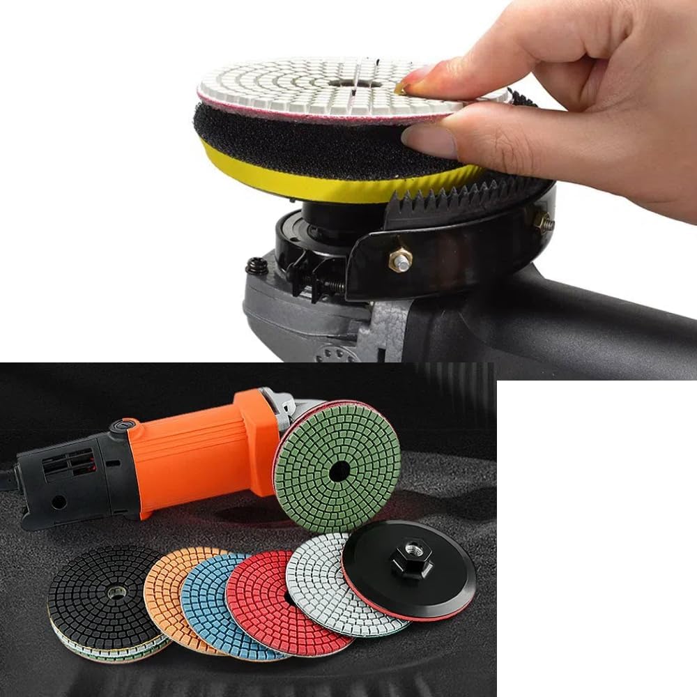 Wet Polisher 860 W / 110 V Wet Buffer with 4'' Diamond Polishing Pad Low-noise Stone Polisher Variable Speed Buffing Machine for Concrete, Marble, Granite, Ceramic Tile