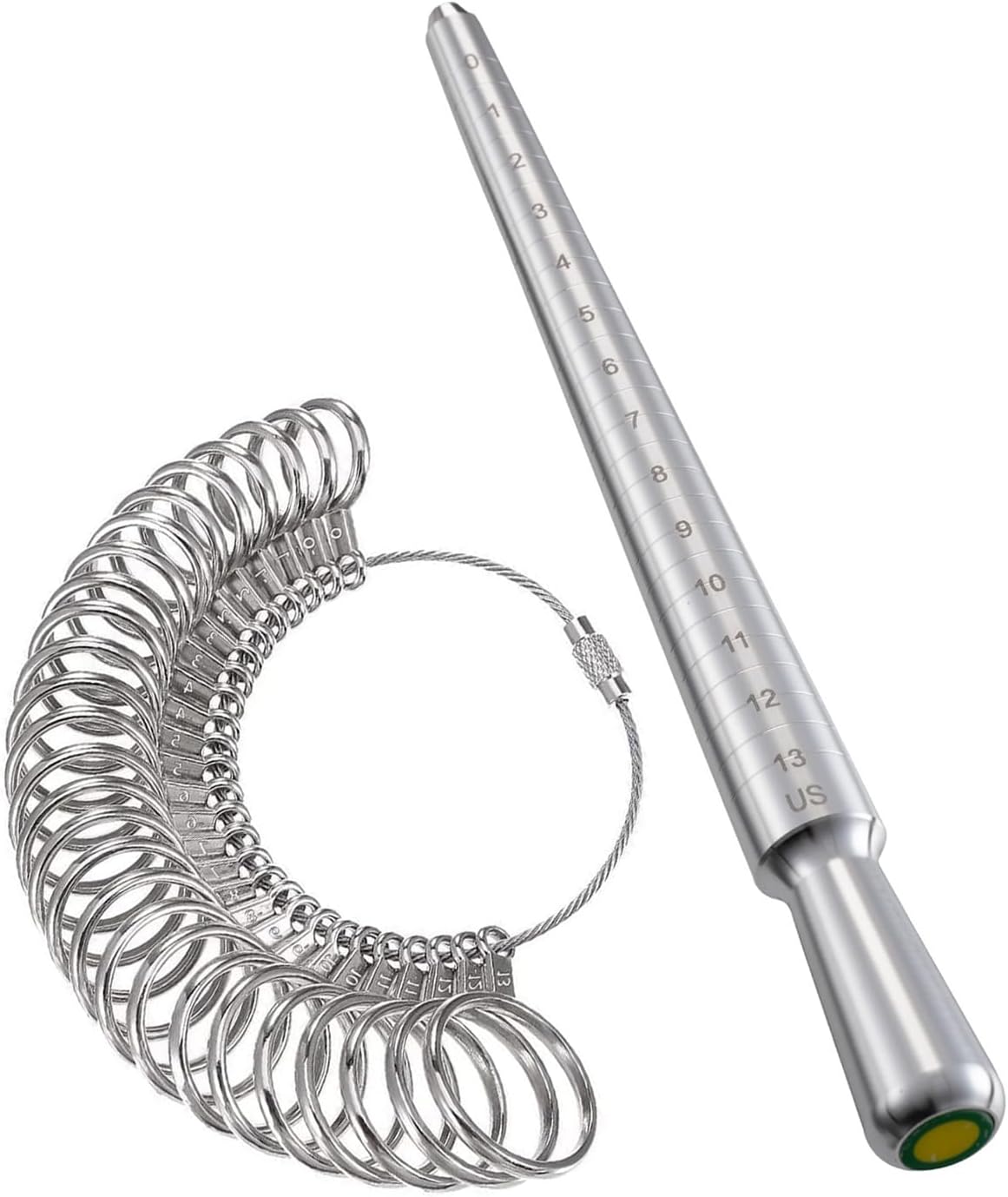 Meowoo Ring Sizer Measuring Tool Set, Ring Gauges with Finger Sizer Mandrel Ring Sizer Tools for Jewelry Sizing Measuring, 4 pcs, Silvery