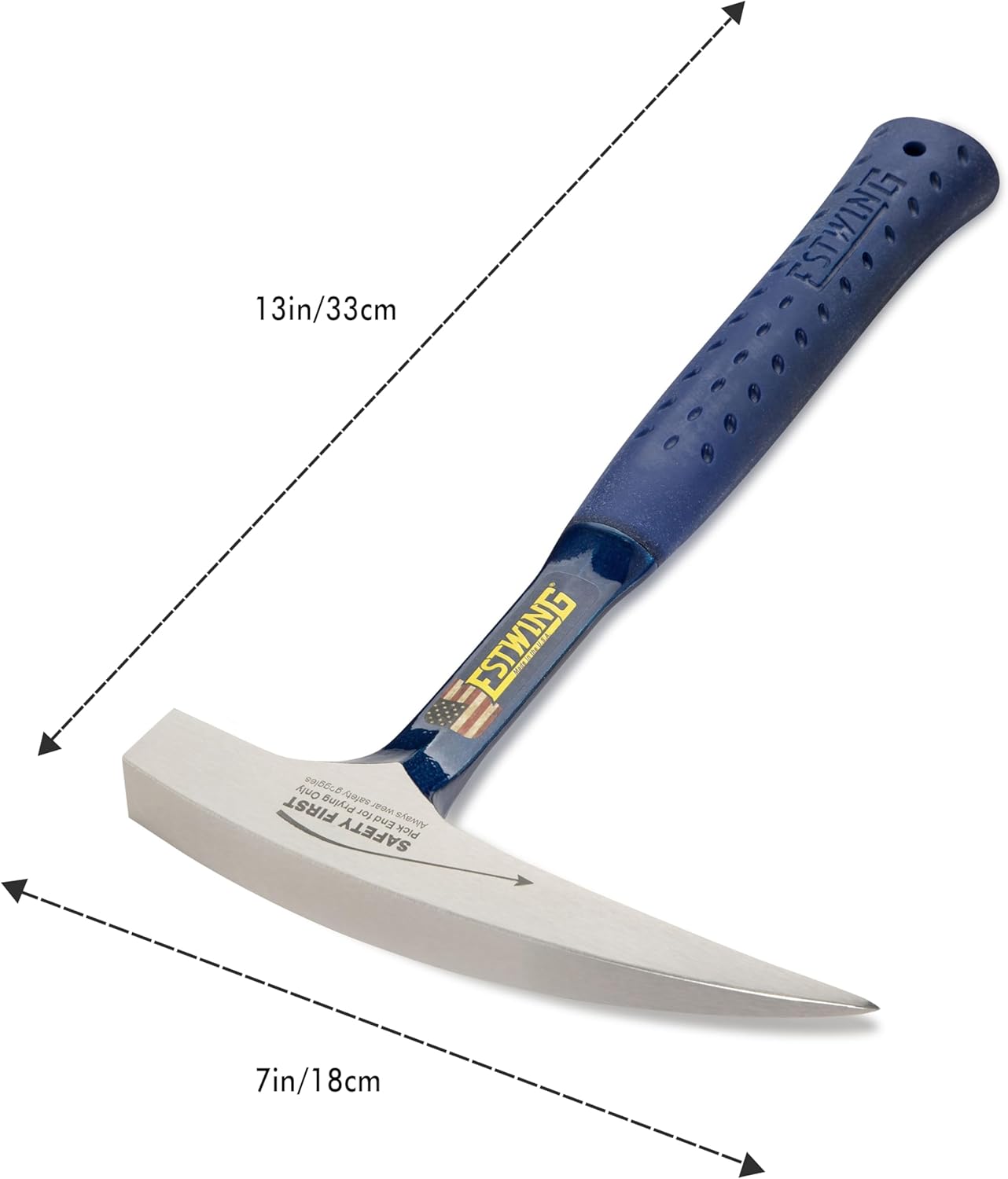 ESTWING Rock Pick - 22 oz USA Made Geology Hammer with Pointed Tip & Shock Reduction Grip - E3-22P