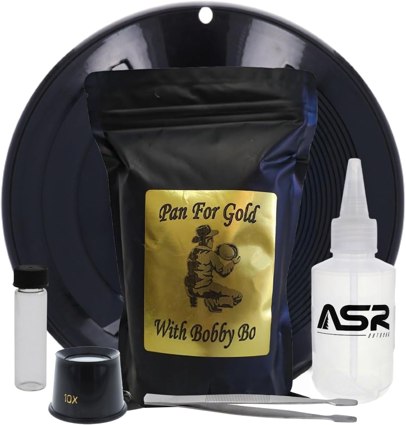ASR Outdoor Gold Panning Kit with Paydirt Beginner Prospecting Equipment 6pc, Green