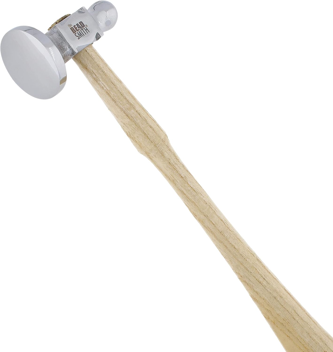 The Beadsmith Two-Sided Chasing Hammer | 10.75" Wooden Handle, 2.25” Steel Head with a 14mm Ball Pein & 28mm Domed Face, Tool Used to Add Texture to Metalwork