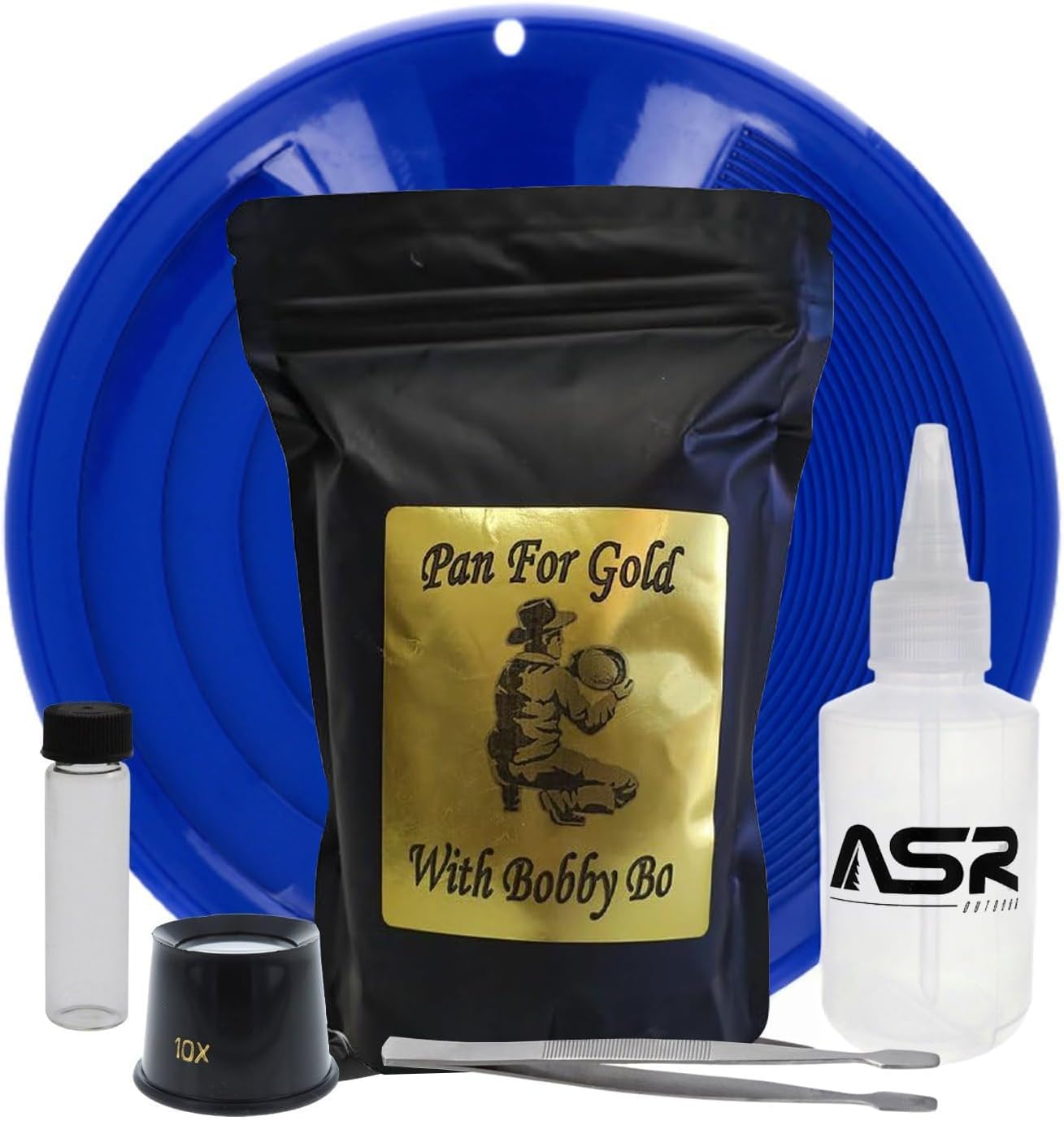ASR Outdoor Gold Panning Kit with Paydirt Beginner Prospecting Equipment 6pc, Green