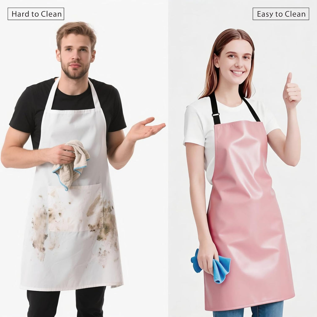 GoldPig Waterproof Apron, Chemical Resistant for Dishwashing | Rubber vinyl, adjustable apron, 40" extra long. Also great for grilling, lab, kitchen, butcher.