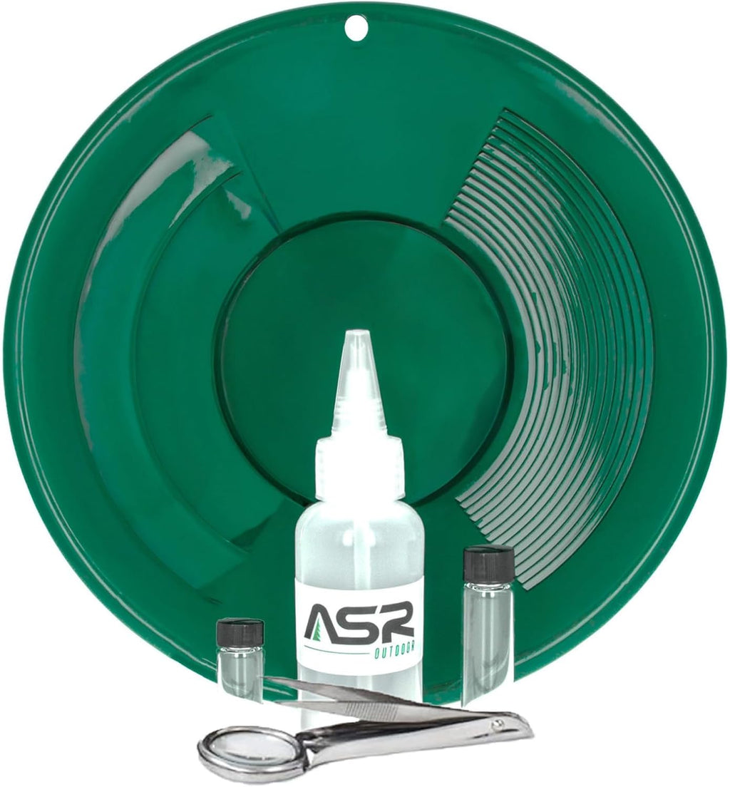 ASR Outdoor Gold Pan Gold Prospecting Beginners Kit, Collection Tools, 5 Piece Green