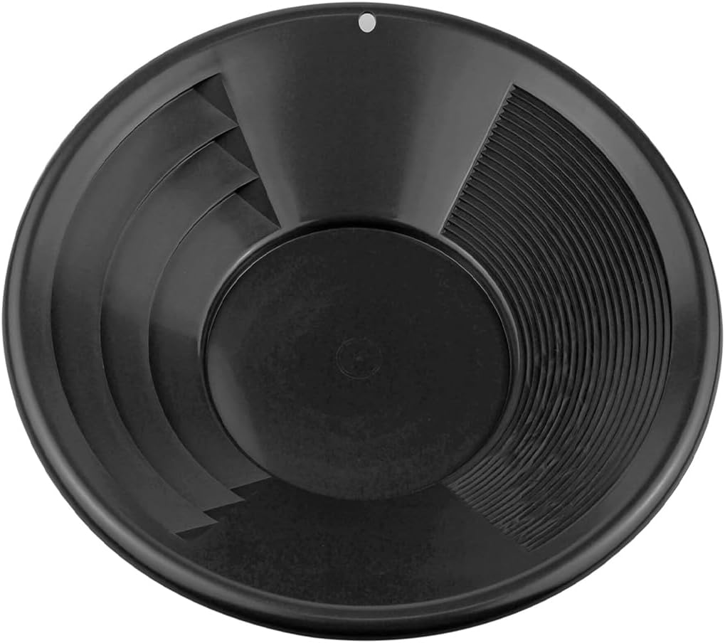 SE 14 Inch Gold Panning Pan - Dual Riffles for Easier Mining and Prospecting, Green