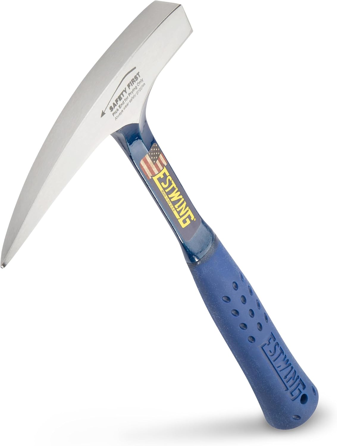 ESTWING Rock Pick - 22 oz USA Made Geology Hammer with Pointed Tip & Shock Reduction Grip - E3-22P
