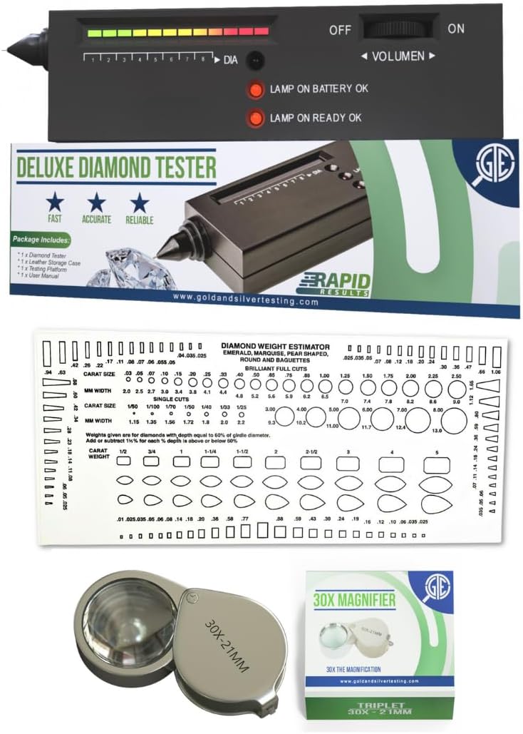 Gemtone All-in-One Gold, Silver, Platinum & Diamond Jewelry Testing and Appraisal Kit with Solutions, Digital Scale, Diamond Tester, Touchstone, and Accessories