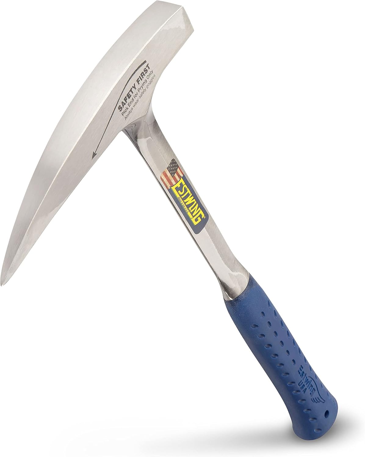 ESTWING Rock Pick - 22 oz USA Made Geology Hammer with Pointed Tip & Shock Reduction Grip - E3-22P