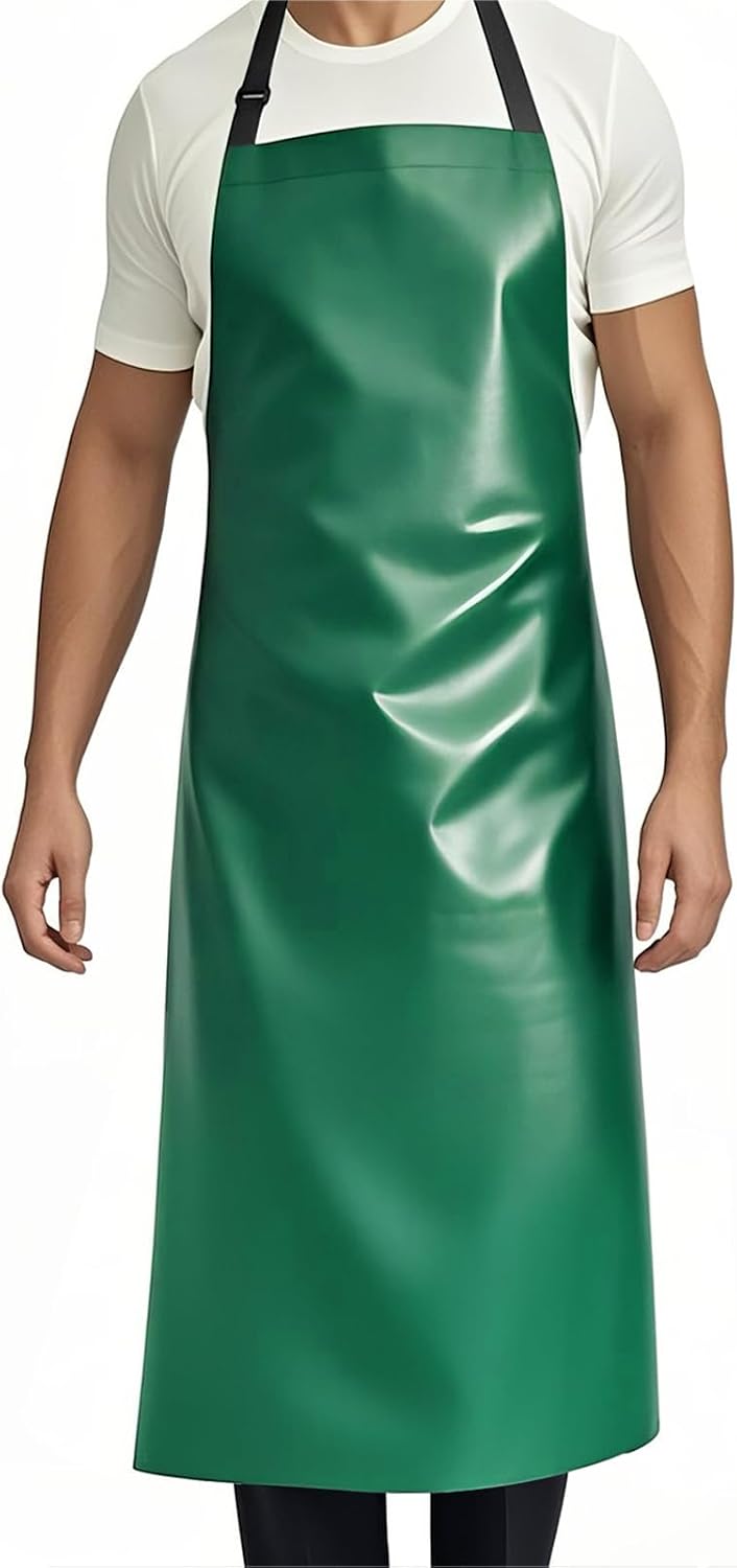 GoldPig Waterproof Apron, Chemical Resistant for Dishwashing | Rubber vinyl, adjustable apron, 40" extra long. Also great for grilling, lab, kitchen, butcher.