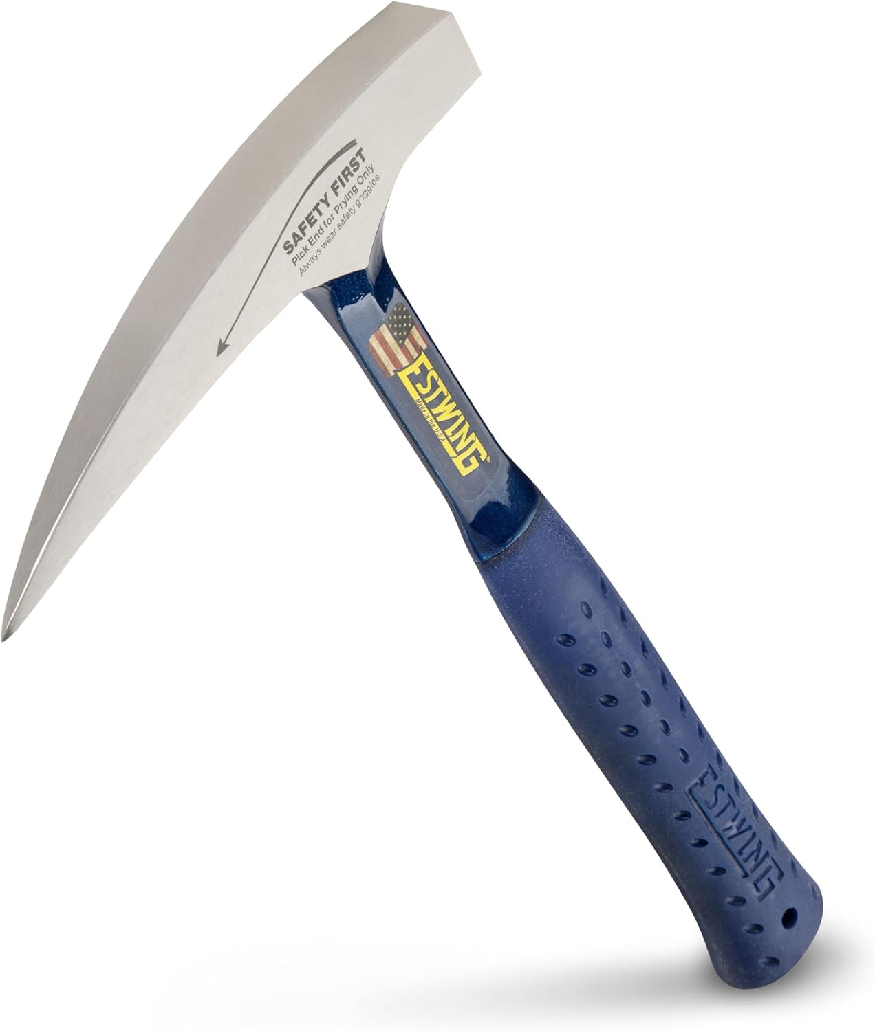 ESTWING Rock Pick - 22 oz USA Made Geology Hammer with Pointed Tip & Shock Reduction Grip - E3-22P