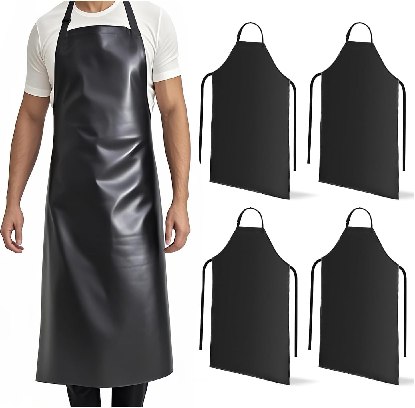GoldPig Waterproof Apron, Chemical Resistant for Dishwashing | Rubber vinyl, adjustable apron, 40" extra long. Also great for grilling, lab, kitchen, butcher.