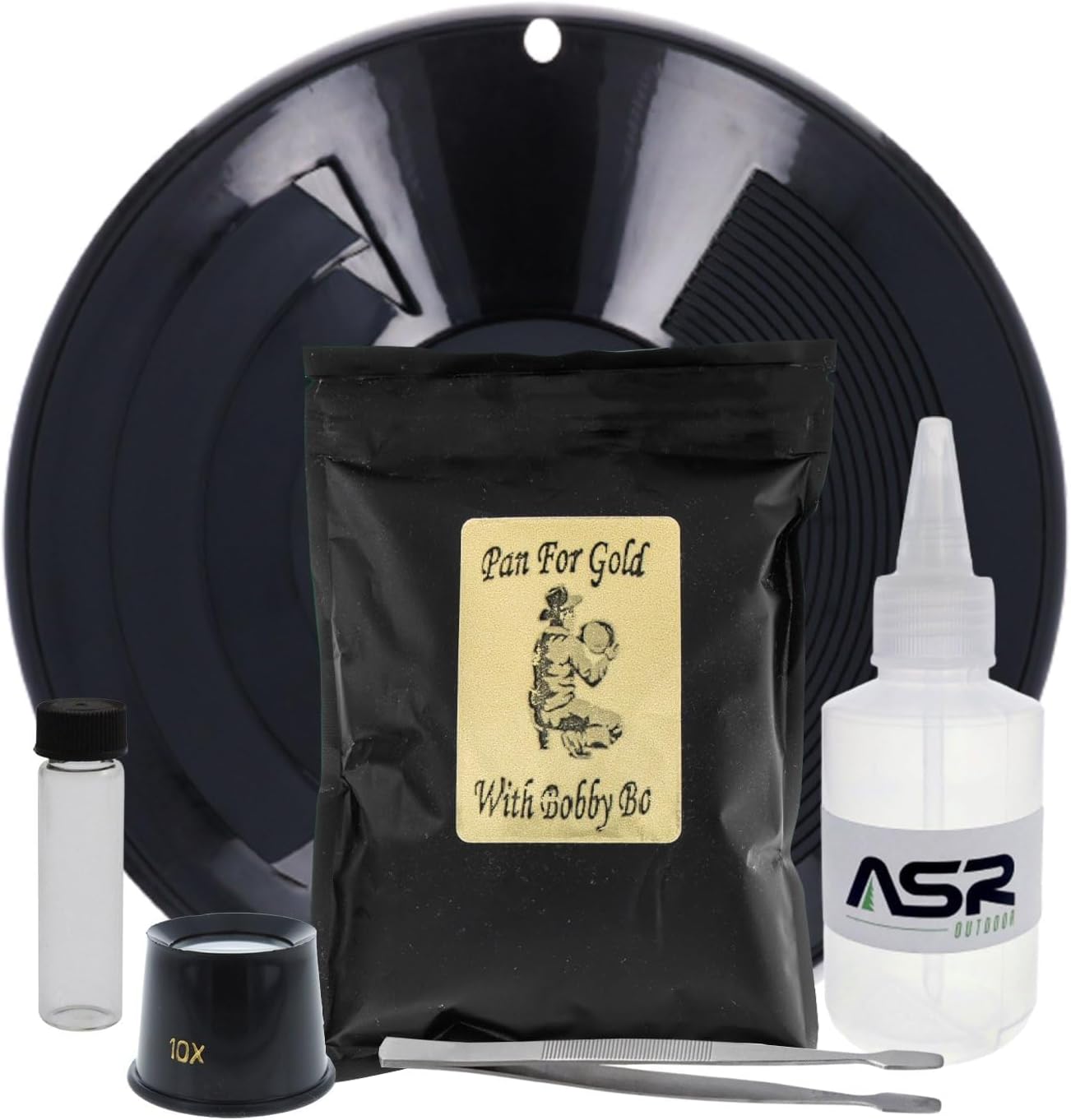 ASR Outdoor Gold Panning Kit with Paydirt Beginner Prospecting Equipment 6pc, Green