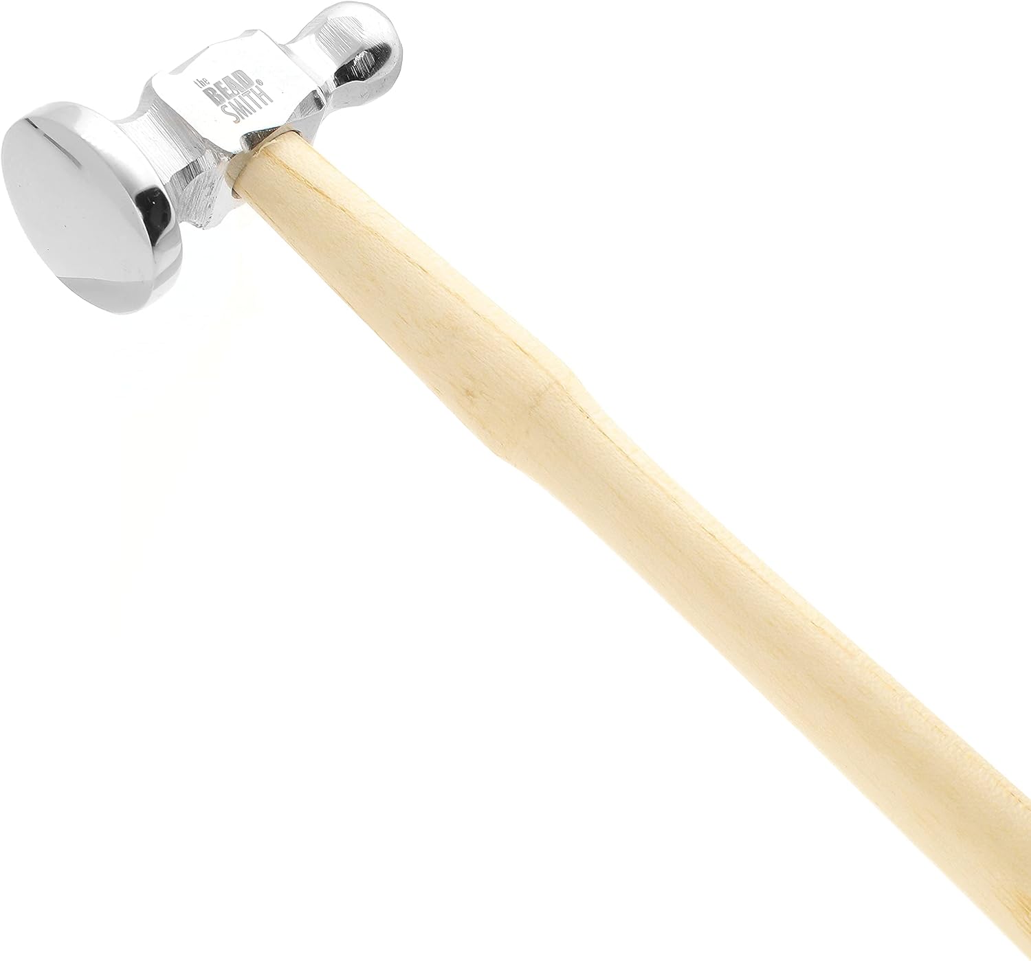 The Beadsmith Two-Sided Chasing Hammer | 10.75" Wooden Handle, 2.25” Steel Head with a 14mm Ball Pein & 28mm Domed Face, Tool Used to Add Texture to Metalwork