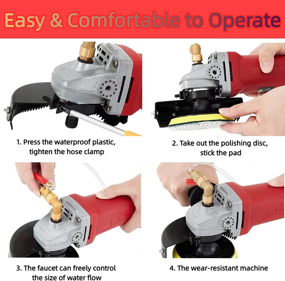 Wet Polisher 860 W / 110 V Wet Buffer with 4'' Diamond Polishing Pad Low-noise Stone Polisher Variable Speed Buffing Machine for Concrete, Marble, Granite, Ceramic Tile