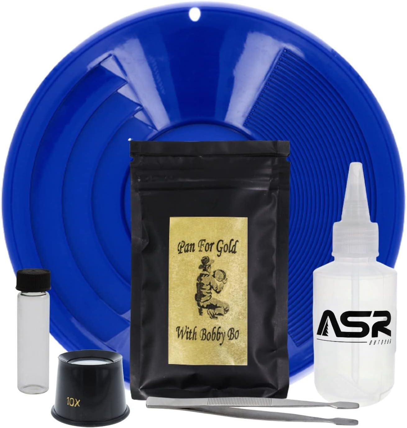 ASR Outdoor Gold Panning Kit with Paydirt Beginner Prospecting Equipment 6pc, Green