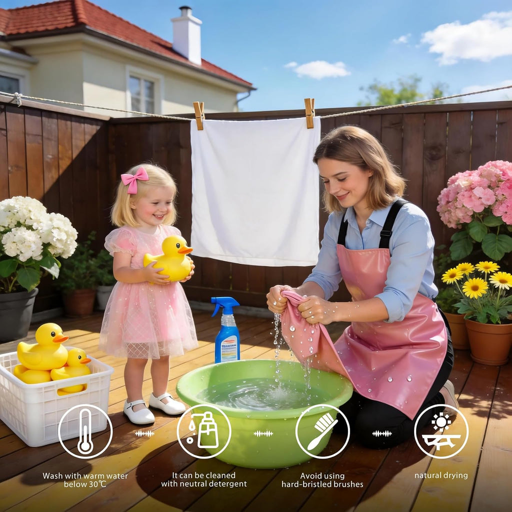 GoldPig Waterproof Apron, Chemical Resistant for Dishwashing | Rubber vinyl, adjustable apron, 40" extra long. Also great for grilling, lab, kitchen, butcher.