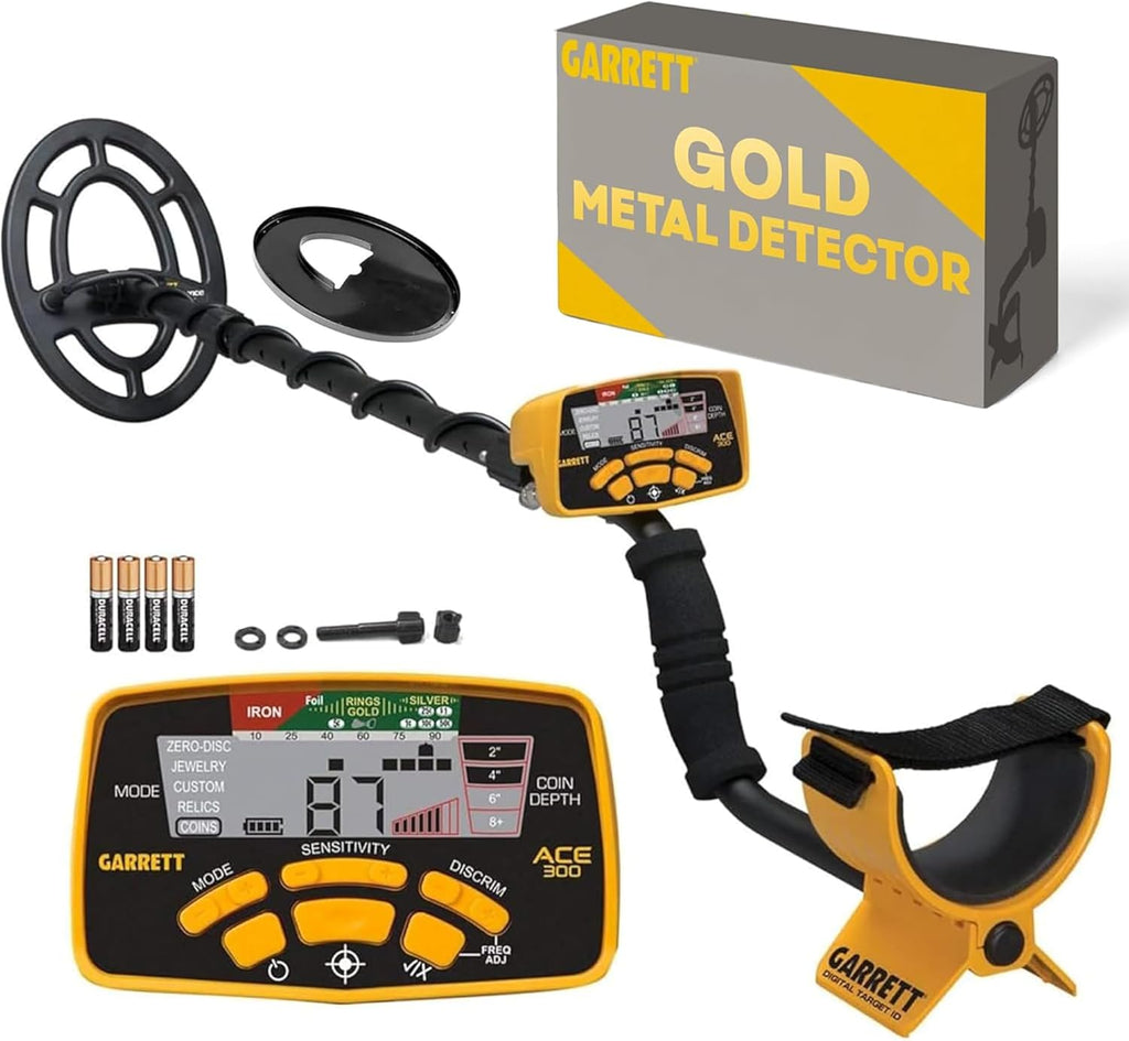 Garrett ACE 300 Metal Detector for Adults - Made in the USA - Gold Metal Detector - Waterproof Coil, Plus Accessories