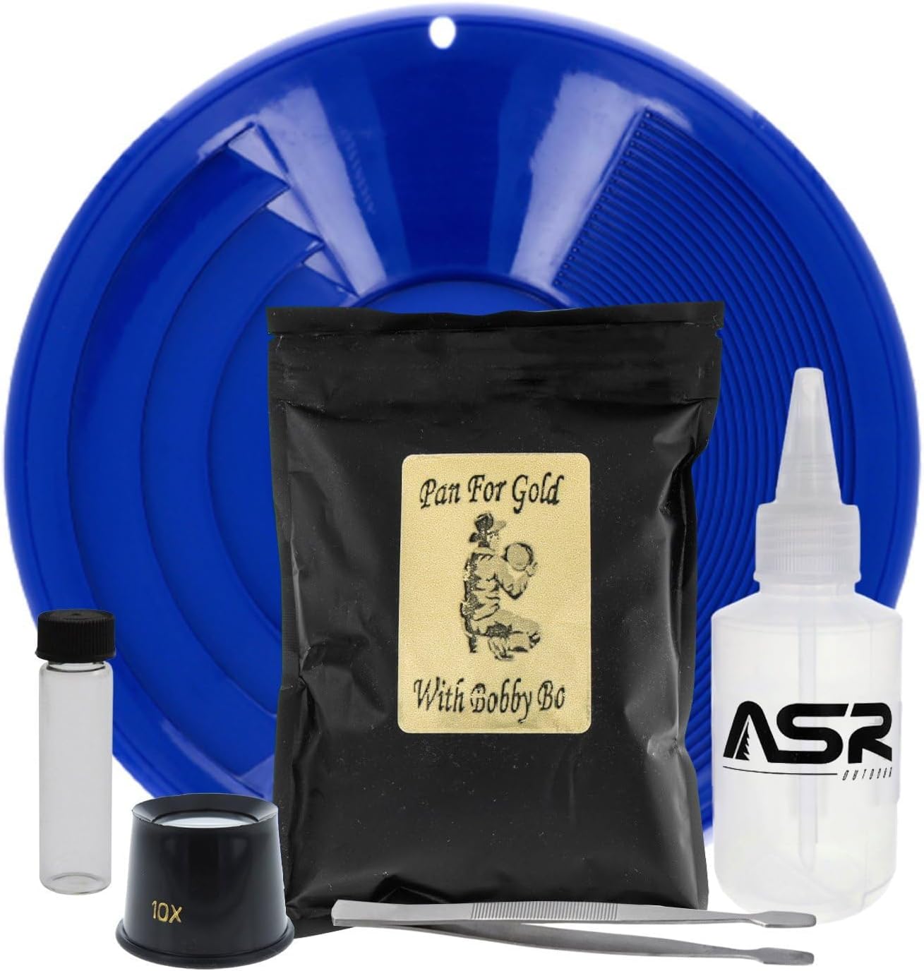 ASR Outdoor Gold Panning Kit with Paydirt Beginner Prospecting Equipment 6pc, Green