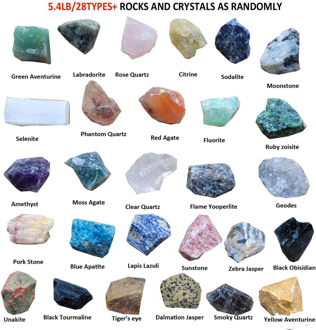 5.4lb Bulk Natural Rocks for Tumbling,Rocks Minerals Collections Raw Crystals Rough Stones for Polishing Gemstones Crystals and Healing Stones for Wicca Reiki (110-130pcs)