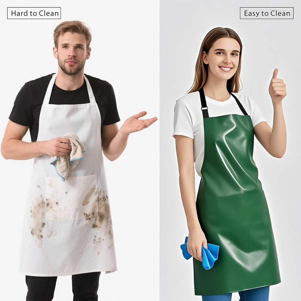 GoldPig Waterproof Apron, Chemical Resistant for Dishwashing | Rubber vinyl, adjustable apron, 40" extra long. Also great for grilling, lab, kitchen, butcher.