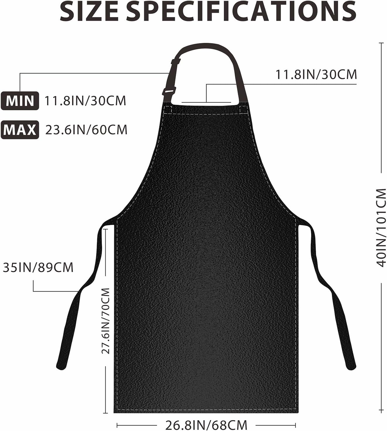 GoldPig Waterproof Apron, Chemical Resistant for Dishwashing | Rubber vinyl, adjustable apron, 40" extra long. Also great for grilling, lab, kitchen, butcher.