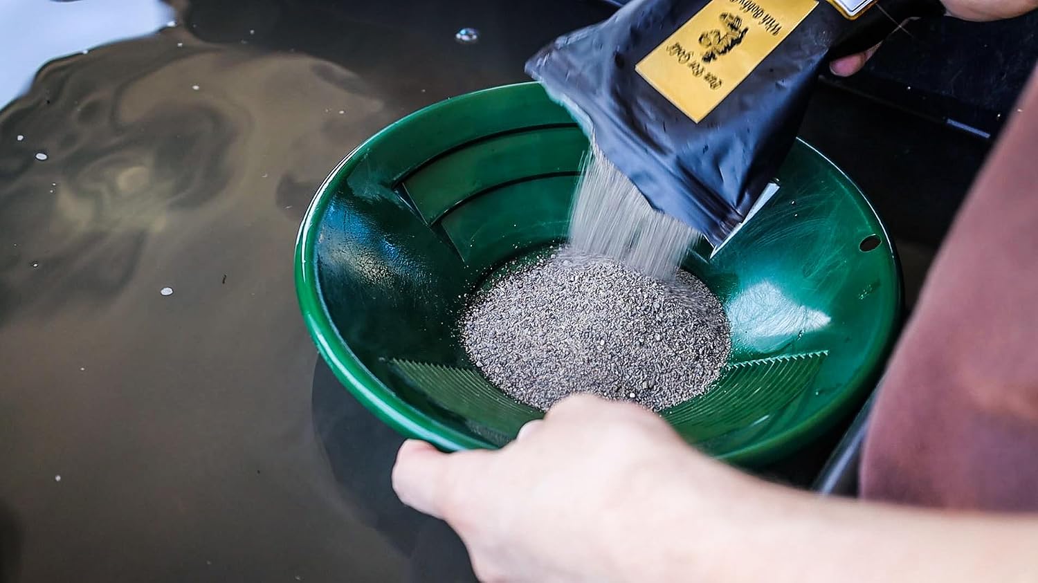 ASR Outdoor Gold Panning Kit with Paydirt Beginner Prospecting Equipment 6pc, Green