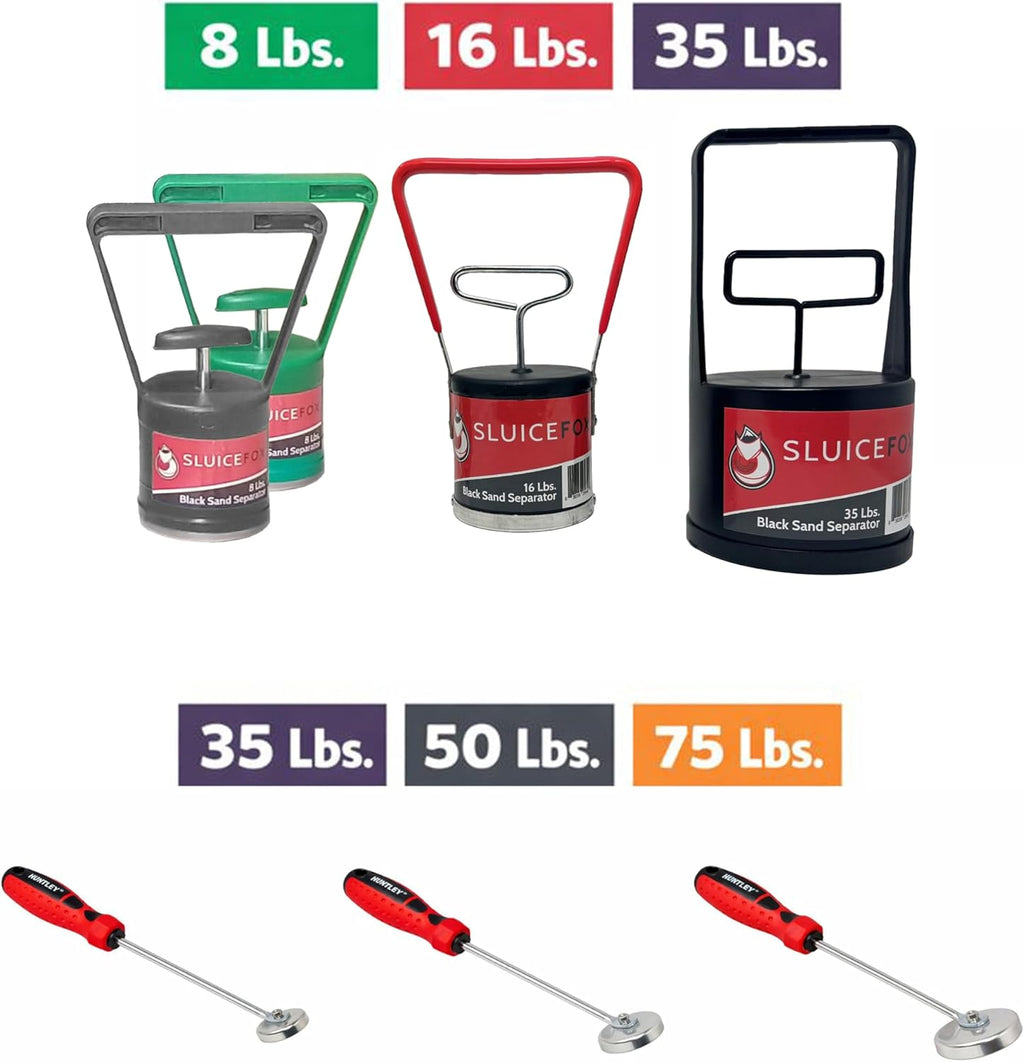 Huntley Sweeper Magnet – Magnetic Pickup Tool for Gold Panning & Black Sand Separation – Handheld Prospecting Magnet (8 lb, 16 lb, 35 lb, 50 lb, or 75 lb)