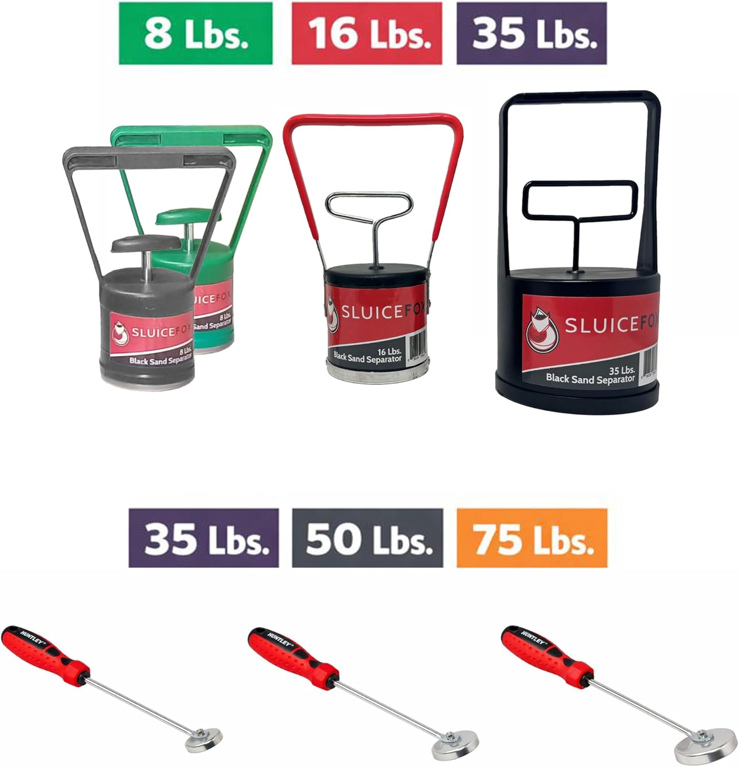 Huntley Sweeper Magnet – Magnetic Pickup Tool for Gold Panning & Black Sand Separation – Handheld Prospecting Magnet (8 lb, 16 lb, 35 lb, 50 lb, or 75 lb)
