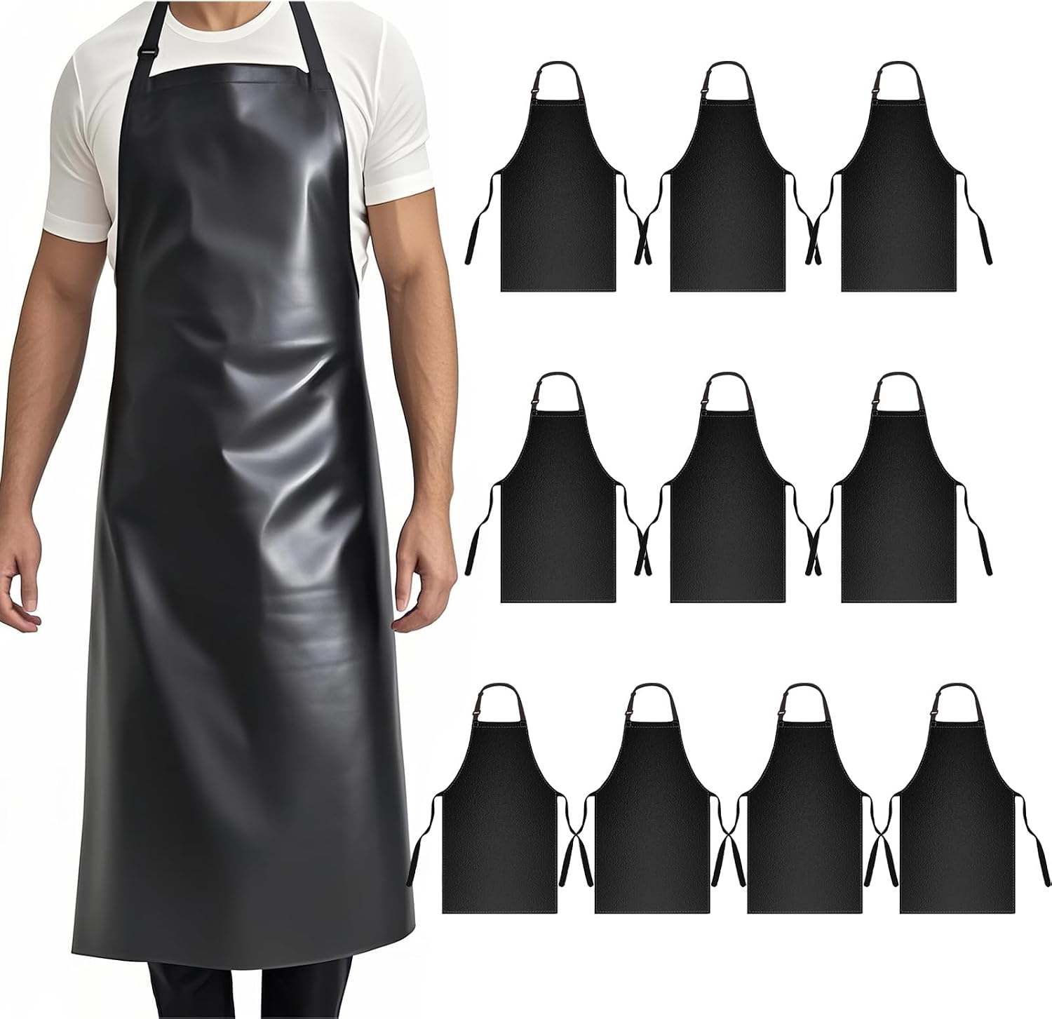 GoldPig Waterproof Apron, Chemical Resistant for Dishwashing | Rubber vinyl, adjustable apron, 40" extra long. Also great for grilling, lab, kitchen, butcher.