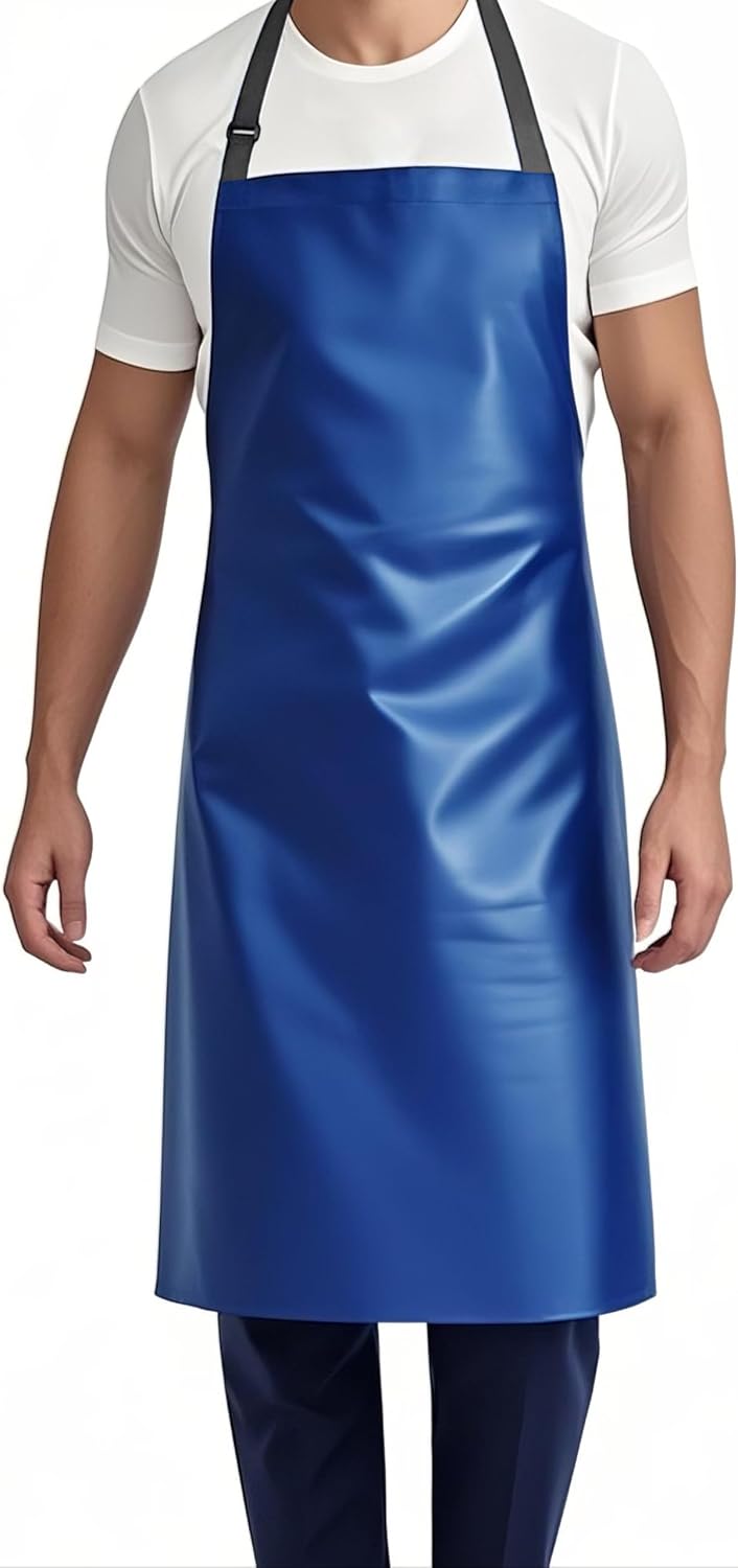GoldPig Waterproof Apron, Chemical Resistant for Dishwashing | Rubber vinyl, adjustable apron, 40" extra long. Also great for grilling, lab, kitchen, butcher.