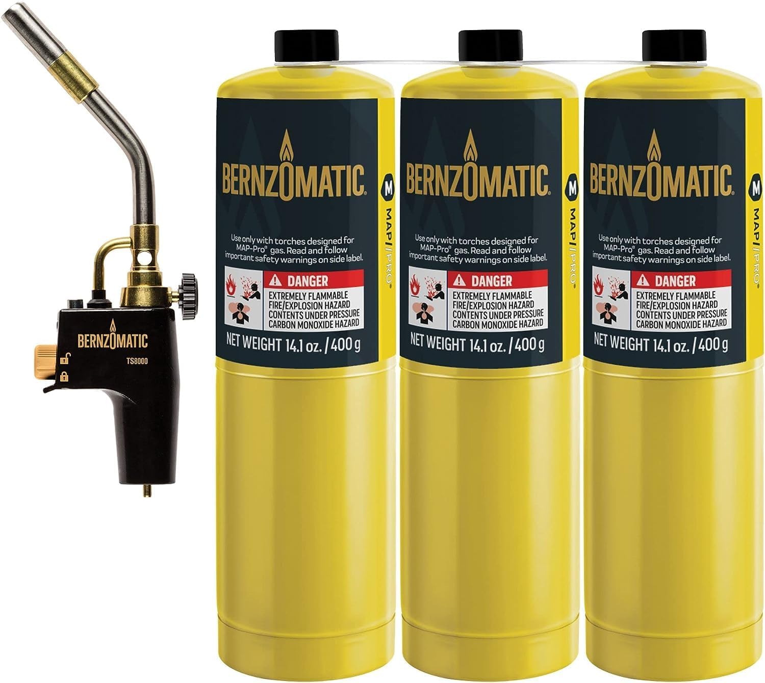 Bernzomatic Trigger Start Torch (TS 8000 Torch) | High Output Hand Torch for Weed Burner, Soldering, Brazing & Cooking | Fits Propane Tank | Heavy Duty Torch Head