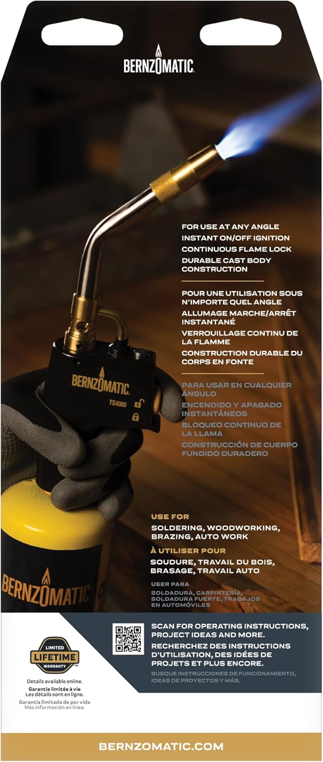 Bernzomatic Trigger Start Torch (TS 8000 Torch) | High Output Hand Torch for Weed Burner, Soldering, Brazing & Cooking | Fits Propane Tank | Heavy Duty Torch Head