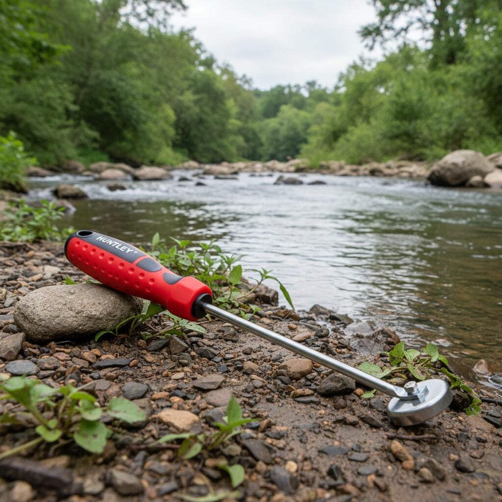 Huntley Sweeper Magnet – Magnetic Pickup Tool for Gold Panning & Black Sand Separation – Handheld Prospecting Magnet (8 lb, 16 lb, 35 lb, 50 lb, or 75 lb)