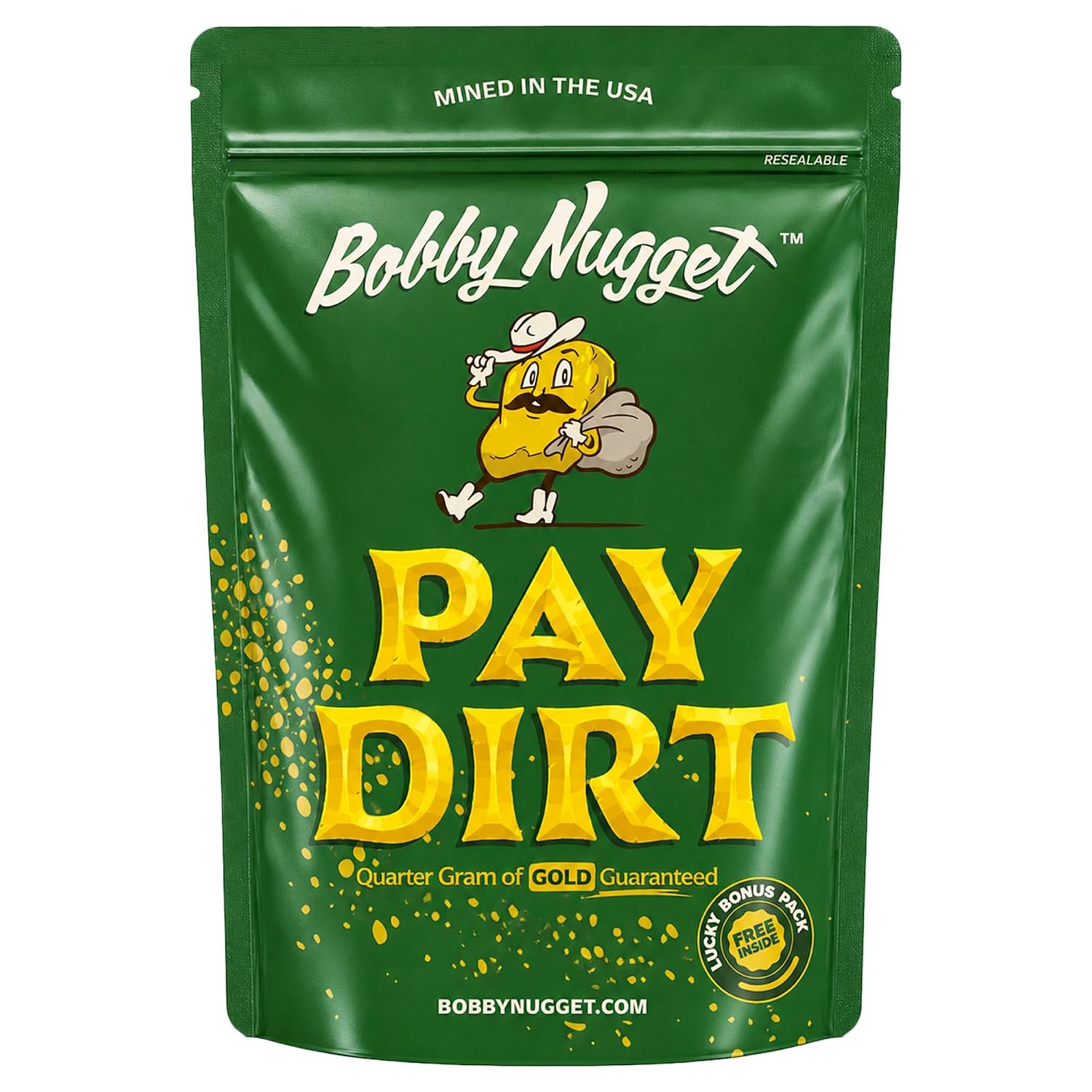 Gold Paydirt Prospecting Bag | Guaranteed Gold | Gold Rush Panning Concentrates + Lucky’s Bonus Bag | 1/4 Gram of Gold