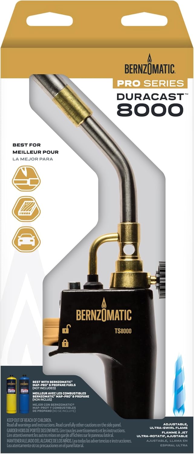 Bernzomatic Trigger Start Torch (TS 8000 Torch) | High Output Hand Torch for Weed Burner, Soldering, Brazing & Cooking | Fits Propane Tank | Heavy Duty Torch Head