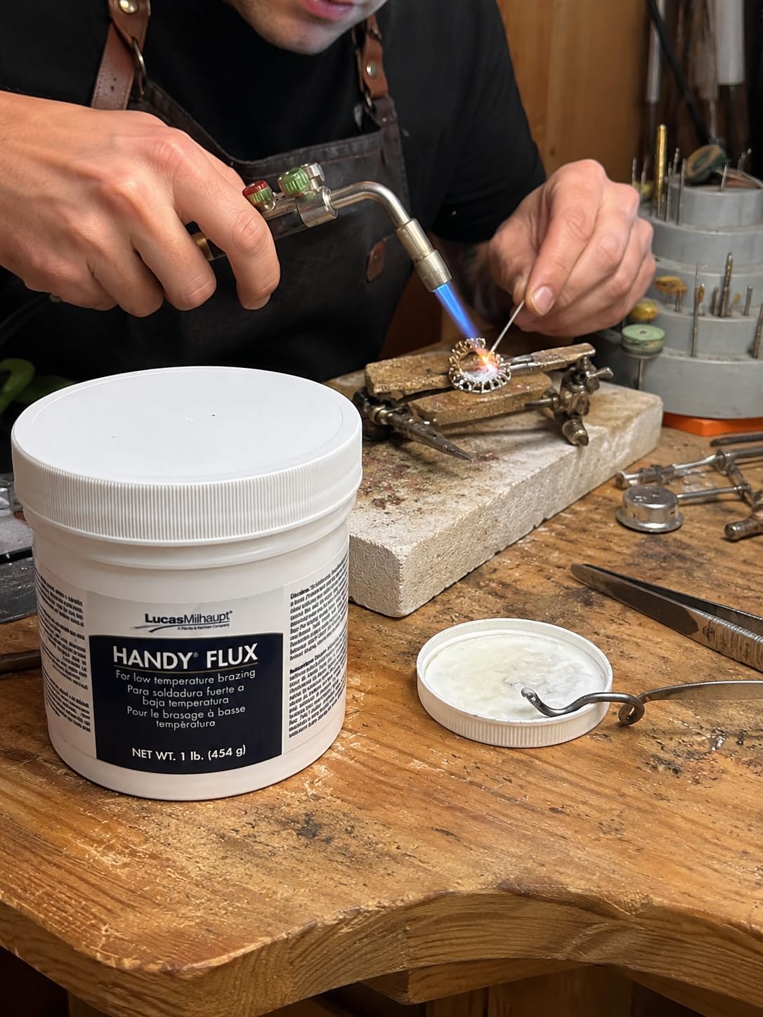 Handy Flux Paste - Professional Solder for Jewelry, Gold, Silver, Copper, Brass, Steel - High Heat, Strong Bond, Easy Cleanup after Soldering - 1 Lb Jar