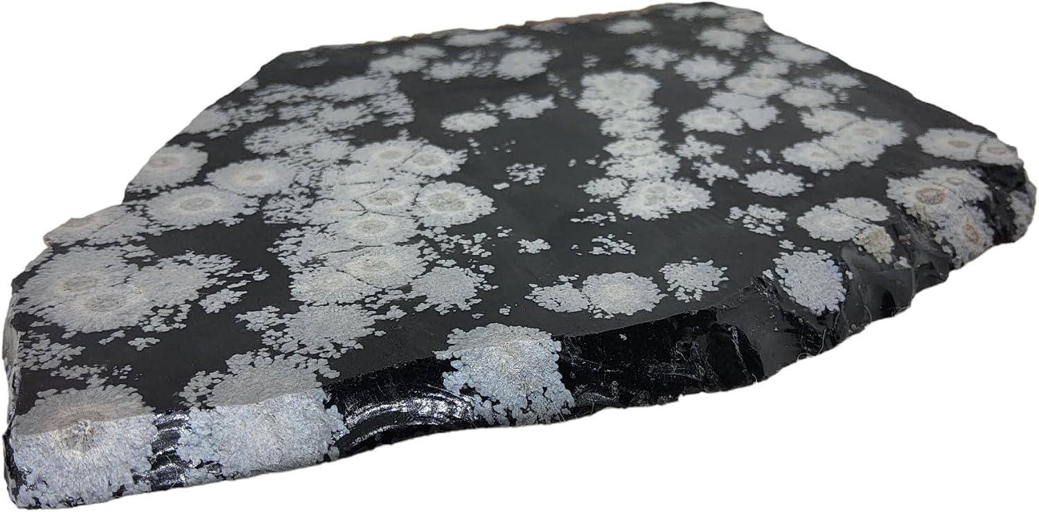 Snowflake Obsidian, slab, cabbing rough, R-5948