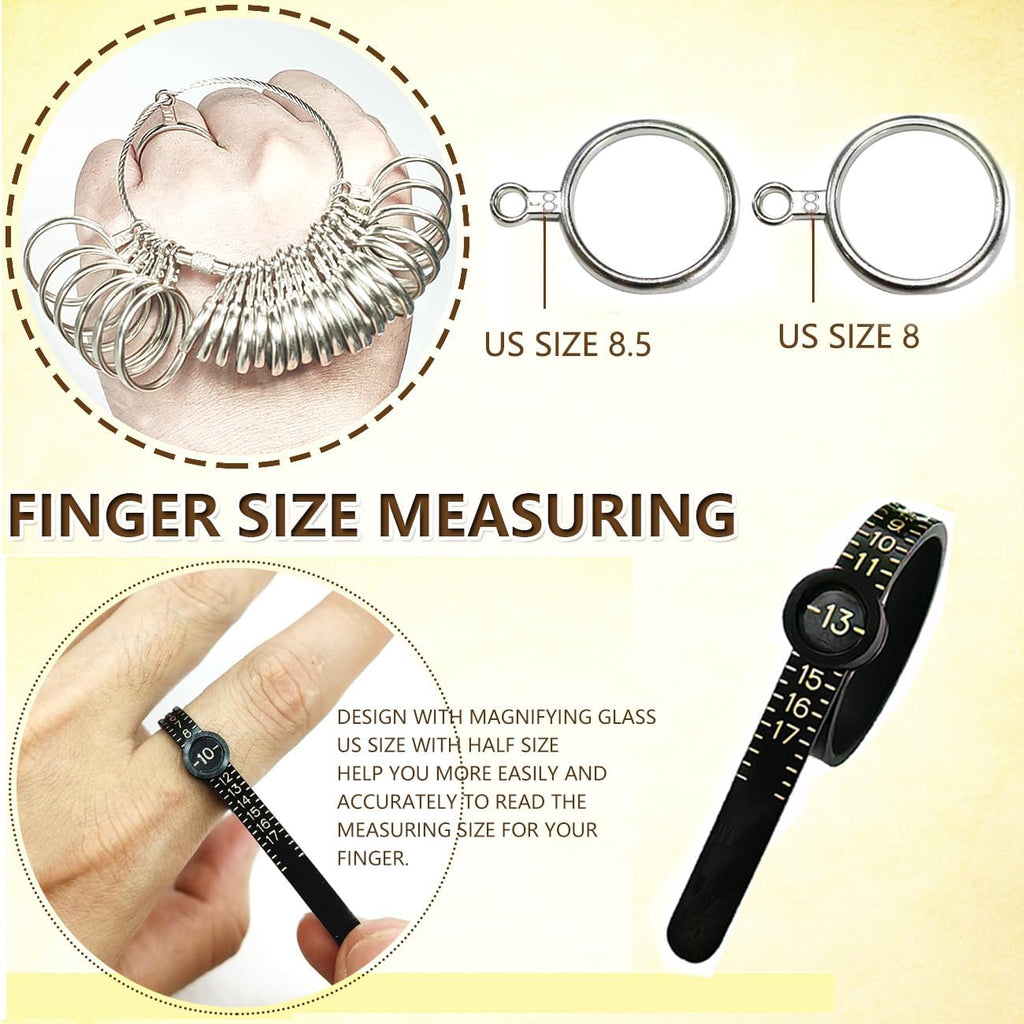Ring Sizer Measuring Tool Ring Mandrel Metal Ring Sizing Kit Ring Size Measurer Ring Shaper to Fix Bent Rings Reshaper Tool Women Mens Ring Sizers Fixer Repair Kit Jewelry Mandrel and Mallet