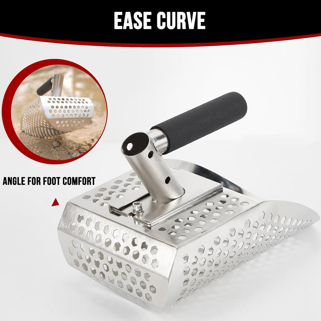 Sand Scoop for Metal Detecting, Metal Detector Accessories for the Beach | Stainless Steel Sand Sifter Shovel, Sand Flea Rake, Fast Sifter Shovel for Underwater Treasure Hunting, Shark Tooth, Shells