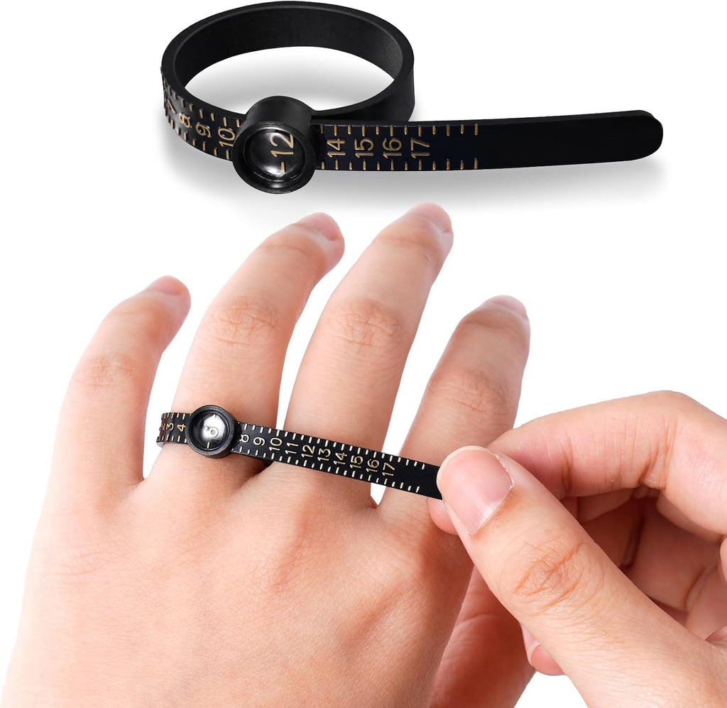 Meowoo Ring Sizer Measuring Tool Set, Ring Gauges with Finger Sizer Mandrel Ring Sizer Tools for Jewelry Sizing Measuring, 4 pcs, Silvery