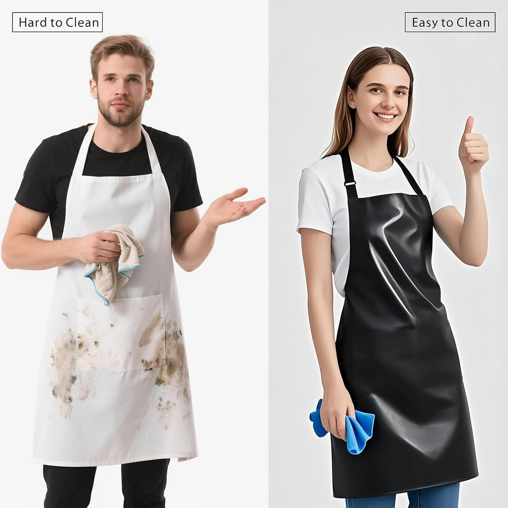 GoldPig Waterproof Apron, Chemical Resistant for Dishwashing | Rubber vinyl, adjustable apron, 40" extra long. Also great for grilling, lab, kitchen, butcher.