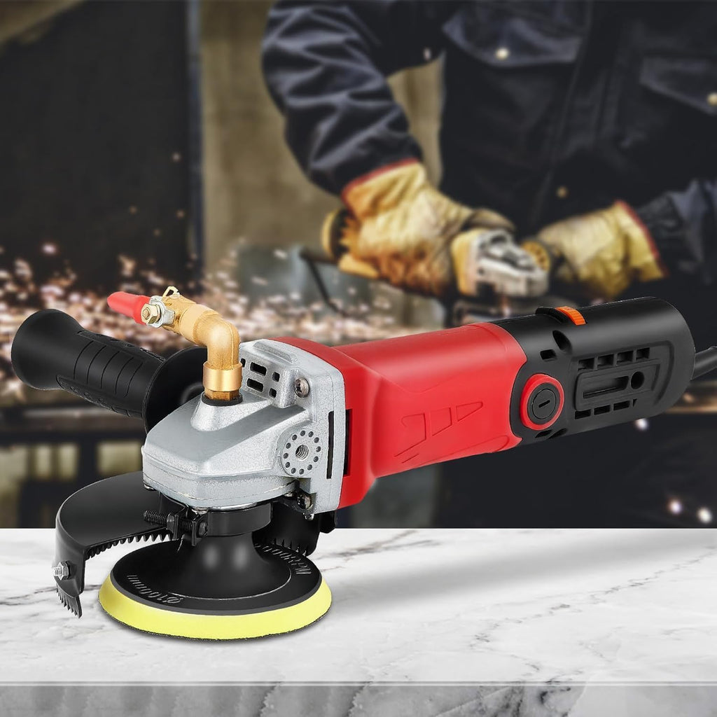 Wet Polisher 860 W / 110 V Wet Buffer with 4'' Diamond Polishing Pad Low-noise Stone Polisher Variable Speed Buffing Machine for Concrete, Marble, Granite, Ceramic Tile