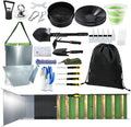 37pcs Gold Panning Kit Complete Gold Mining Equipment with 50" Folding Sluice Box Gold Pans Classifier Screen Separating Magnet Backpack etc Prospecting Set for Beginners Enthusiasts