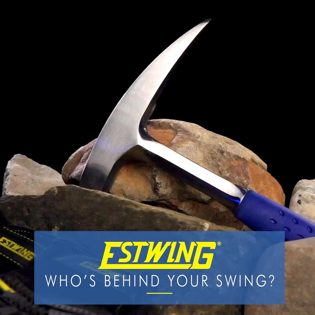 ESTWING Rock Pick - 22 oz USA Made Geology Hammer with Pointed Tip & Shock Reduction Grip - E3-22P