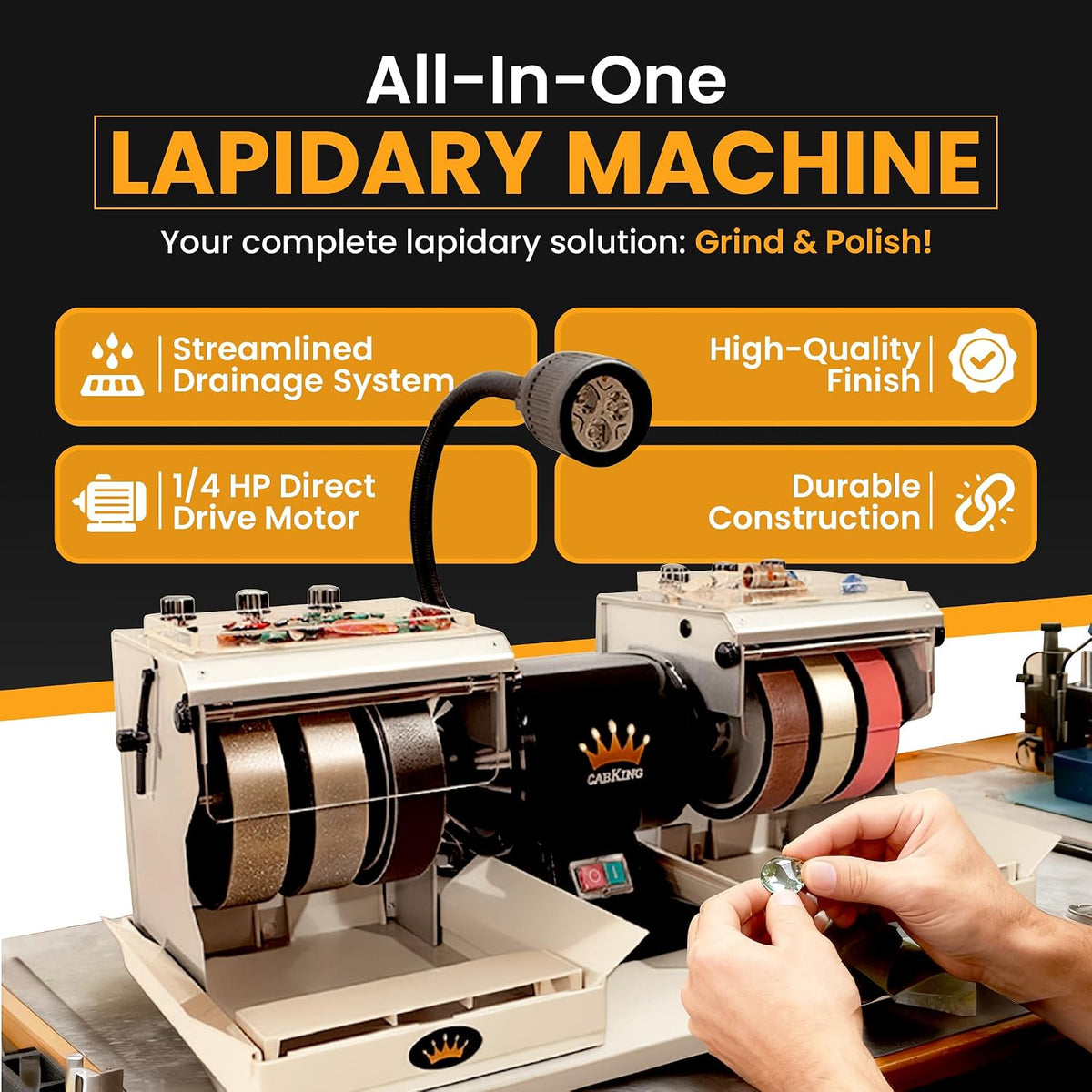 CabKing 6" Cabbing Machine Lapidary Equipment - Complete Grinder Polisher